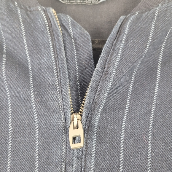 Zara Man Pinstripe Denim Bomber Jacket - Picture 3 of 7